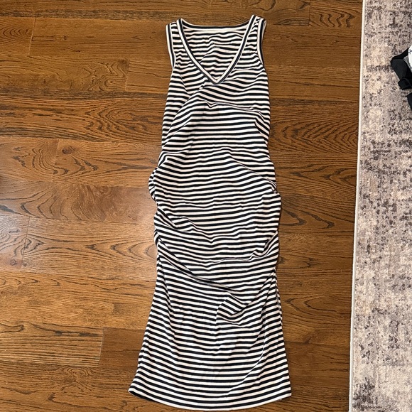 blue and white shirt dress Cotton Stripe Button Front Maxi Size:us:6 special occasion shoes L-5XL Black Tea Length